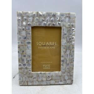 Two's Company Squares Mother of Pearl 4x6 Photo Frame Tabletop Decor